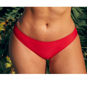 Aerie Red Bikini Bottoms Medium Mid-Rise Full Coverage Swimwear NWT